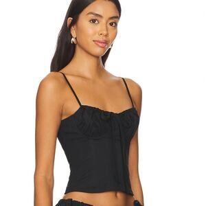 Lovers + Friends Maci Black Cotton Bustier Corset Top, $168 Revolve, XL NWT